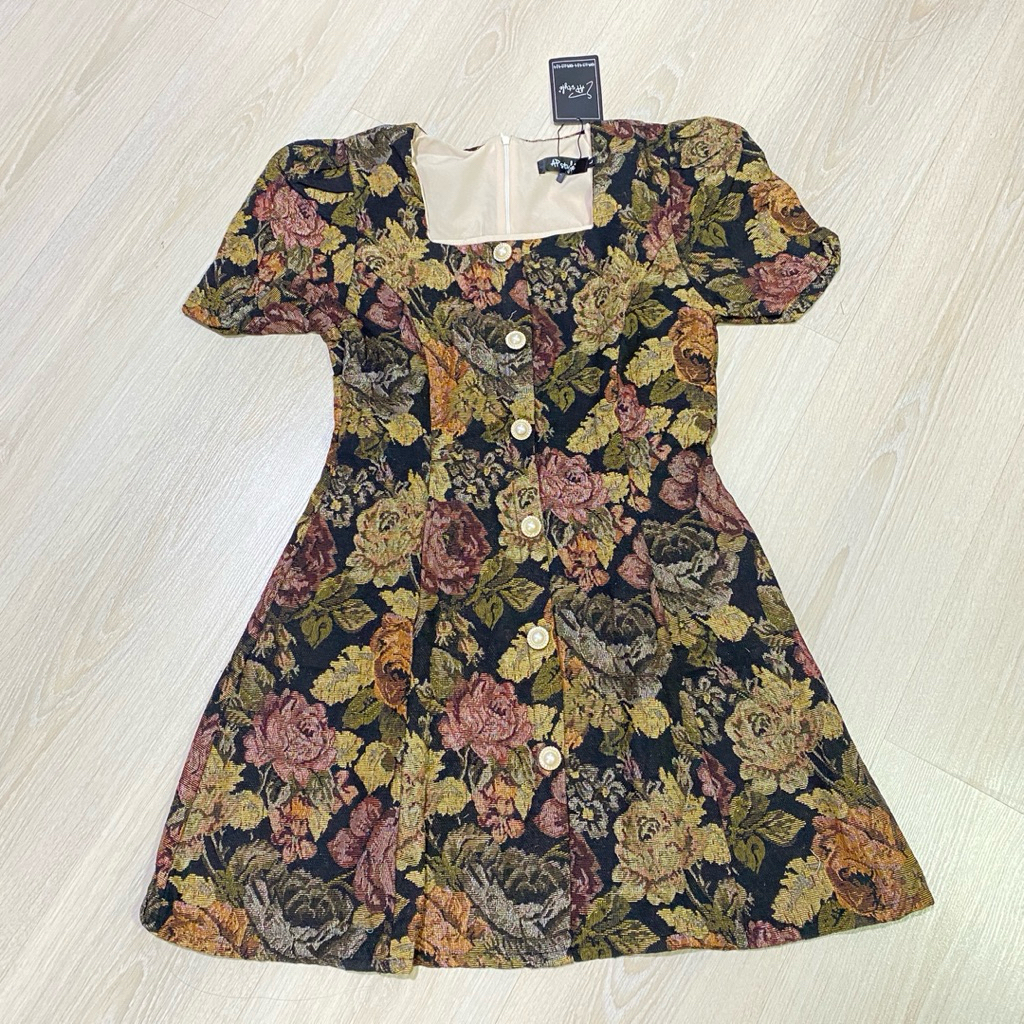 เดรสผ้าทอ ลายดอก ap style ไซต์ L