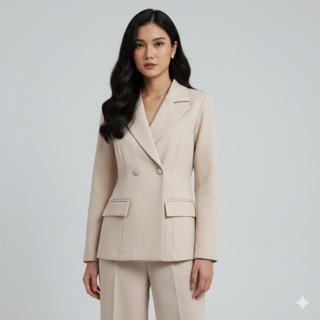 P53/เสื้อสูทผู้หญิงแขนยาวกระดุมปั้มกระเป๋าแต่ง (New Arrival …