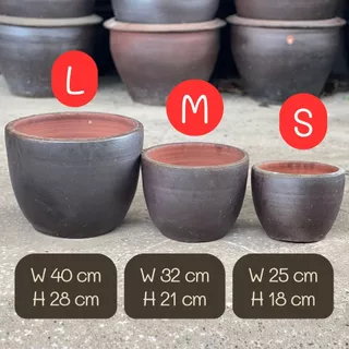 **** กระถางราชบุรี ทรงไข่ สีดำเลน สไตล์โมเดิร์น