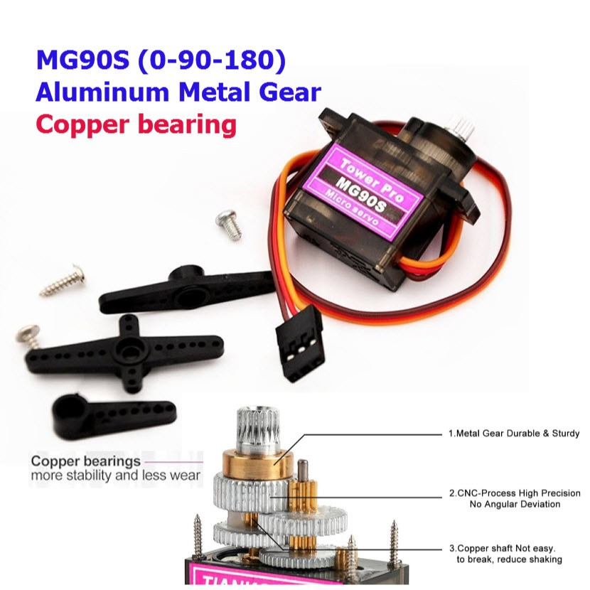 MG90S (Copperl bearing) METAL GEAR HIGH SPEED MICRO SERVO MOTOR