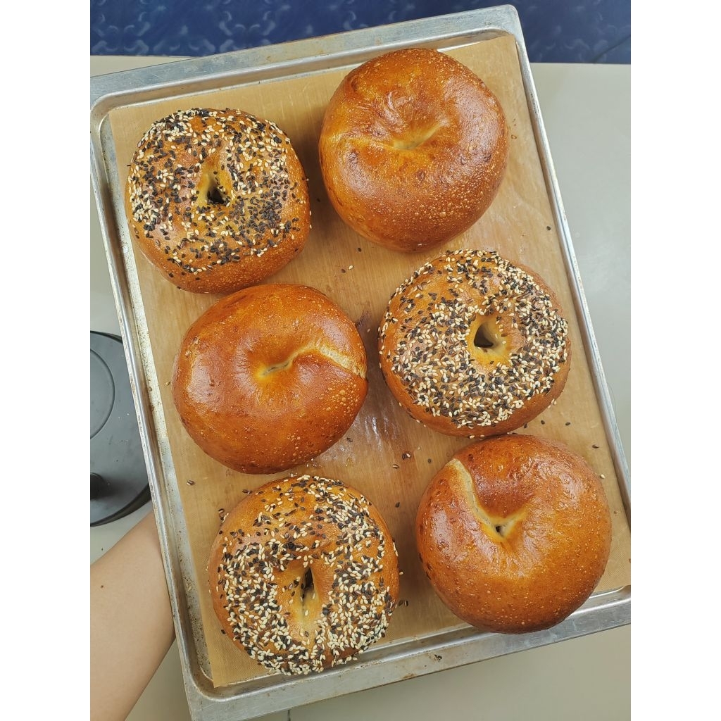 เบเกิลซาวโดว์ Bagel sourdough​ ขนาด90-95กรัม ชิ้นใหญ่นุ่มหนึบกำลังดี(ราคา/จำนวนต่อ1ชิ้น)​