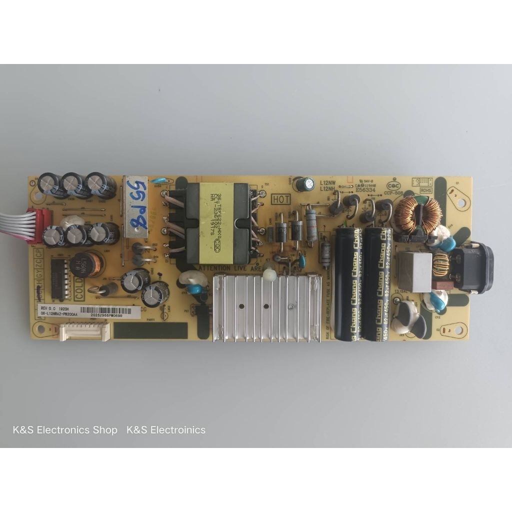 Power Supply TCL 50P8  , 55P8  , 55T6 , LED50P65US  , 50P8S พาร์ท 08-L12NWA2-PW200AA ของถอดมือสอง รั