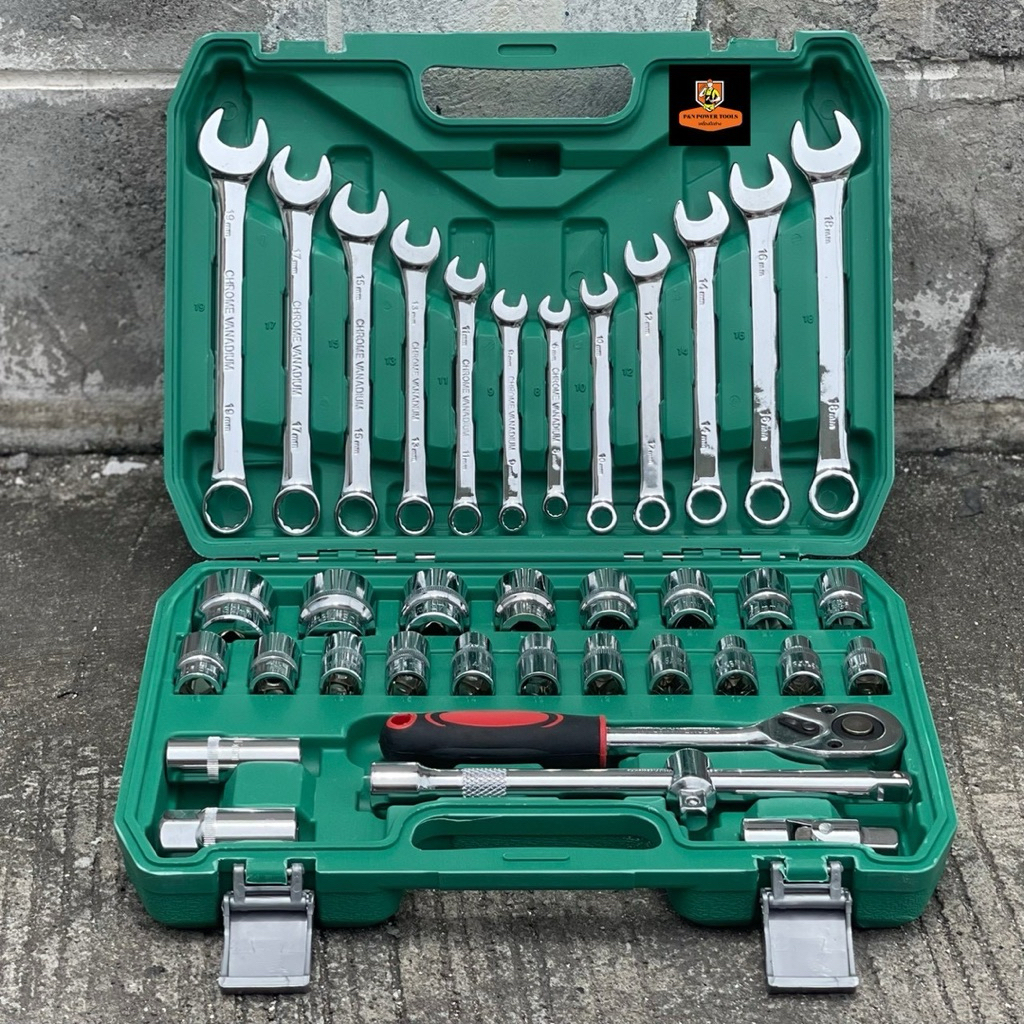 MOLITA ชุดบล็อก + ประแจแหวนปากตาย 37 ชิ้น เกรด CR-V