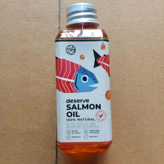 Deserve น้ำมันปลาแซลมอนแท้ Salmon Oil100% บำรุงเส้นขน ข้อต่อ หัวใจ สำหรับสัตว์เลี้ยง