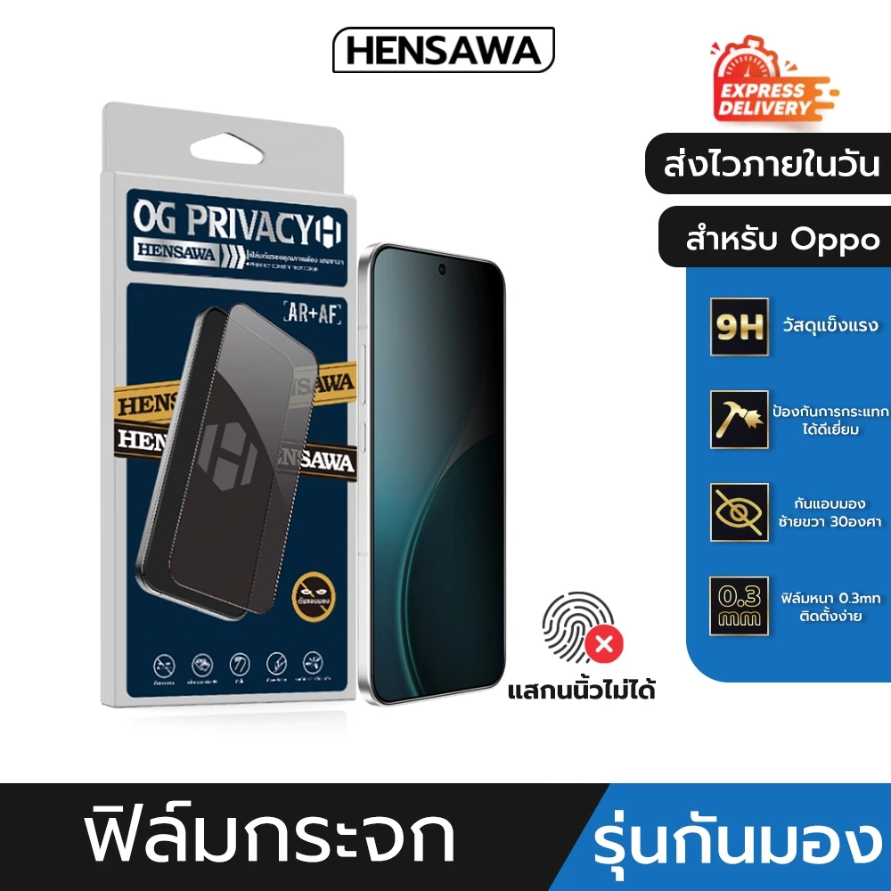 Hensawa ฟิล์มกันมอง privacy สำหรับ OPPO A3 A3X A5 A6 A6X A6S PRO 5G a98 a96 a95 a94 a79 a77 a76 a60 a58 a57 a17 4G 5G