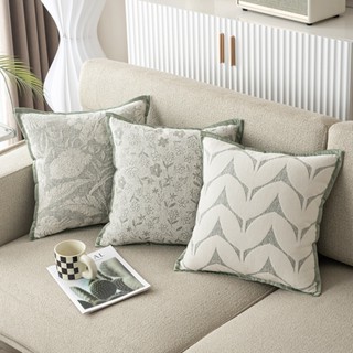 หมอนอิงโทนสีเขียวโคซี่สไตล์ลายดอกไม้ใบไม้ หมอนอิงตกแต่งบ้าน …