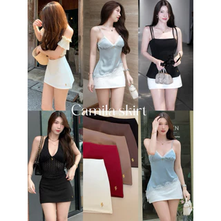 Camila skirt 590.- กระโปรงทรงเอ เอวต่ำ แต่งทรงวีเชฟด้านหน้าใส่สบายผ้าหนา เก็บทรง ยืดหยุ่น เข้ารูป มีกางเกงขาสั้นกันโป๊