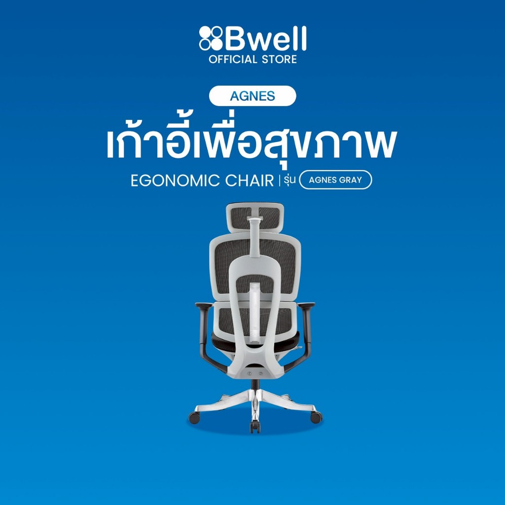 Bwell เก้าอี้เพื่อสุขภาพ รุ่น Agnes สีเทา