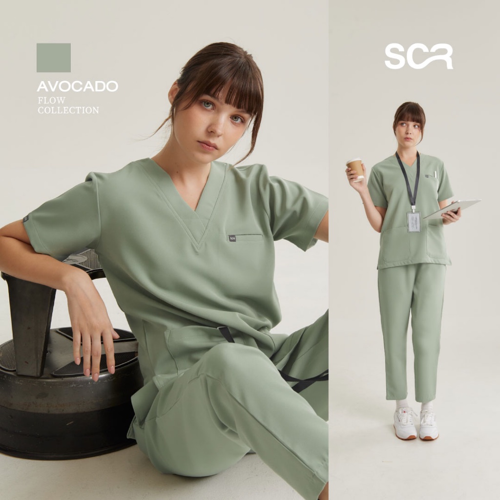 Scrub in | เสื้อ-กางเกงสครับ unisex สี Avocado รุ่น Flow