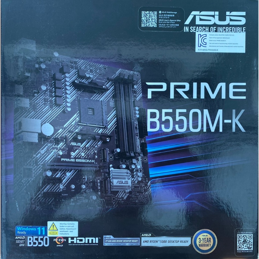 MAINBOARD (เมนบอร์ด) ASUS PRIME B550M-K (DDR4) (SOCKET AM4) (MICRO-ATX) มือสอง ประกันไทย