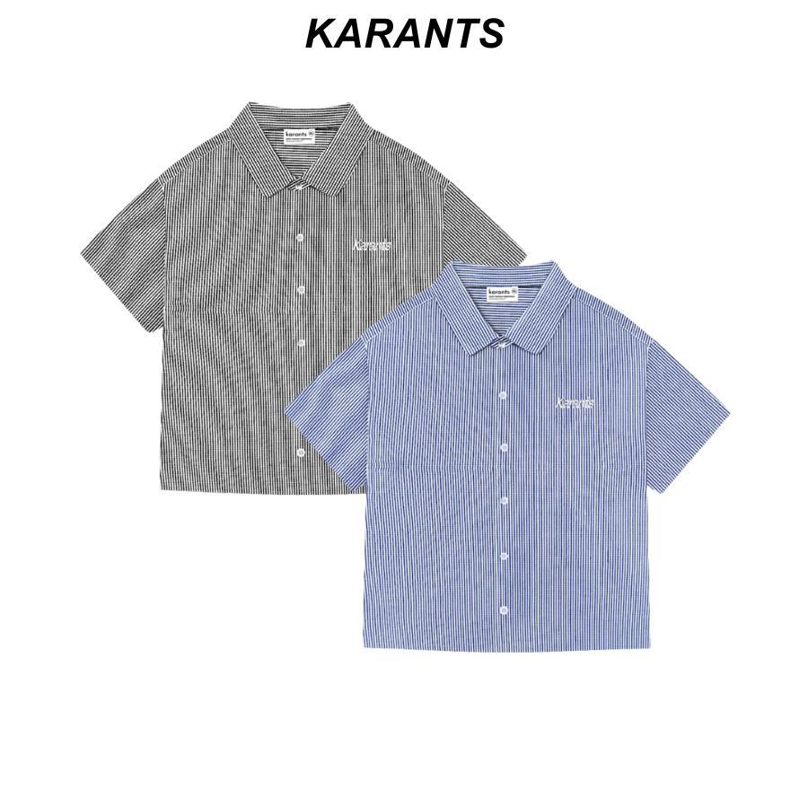 Karants เสื้อเชิ้ตสีพื้น โลโก้โลหะ ทรง Cropped Boxy ผ้าลินินพรีเมียม ใส่ได้ทั้งชายและหญิง สไตล์ - KR