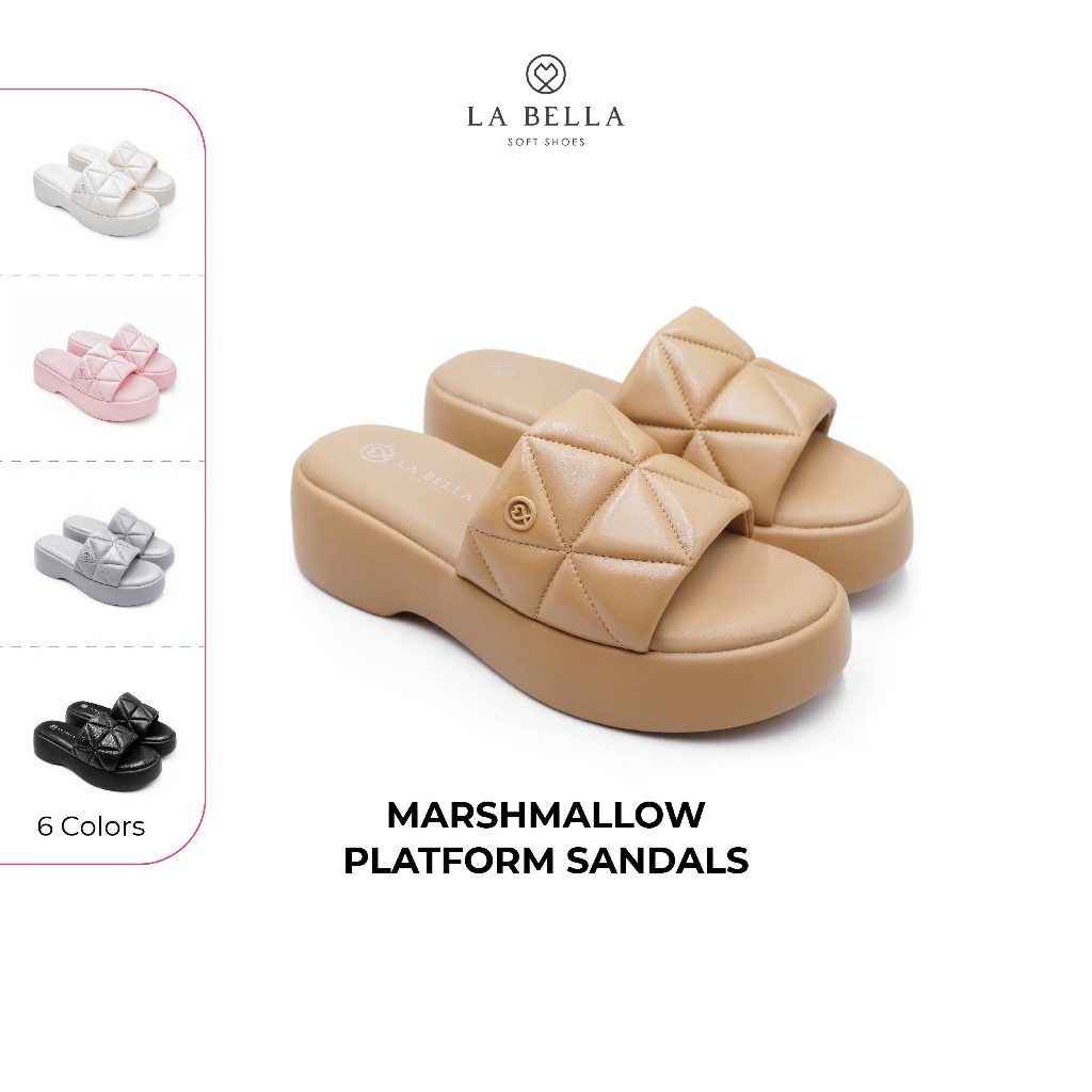 LA BELLA  รองเท้าแตะส้นสูงหนังแกะ รุ่น MARSHMALLOW PLATFORM SANDALS 6 COLOR