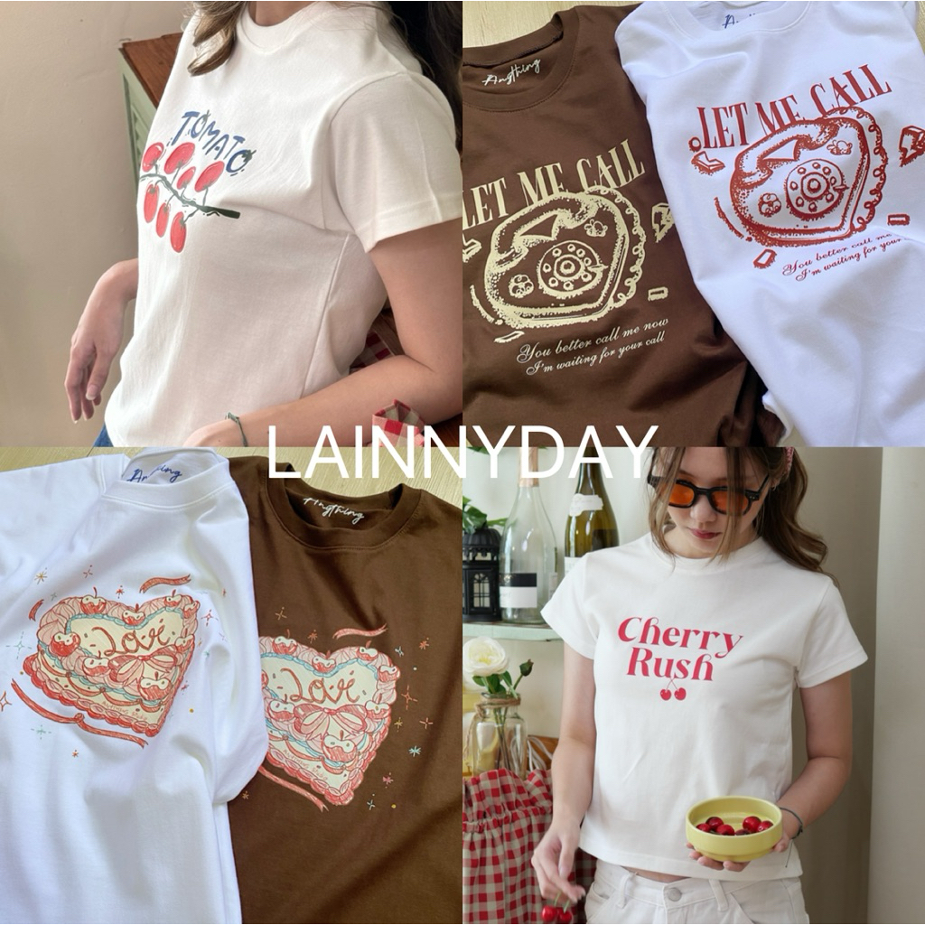 เสื้อ baby tee คอกลม Anything รุ่นใหม่ อก 33-34 นิ้ว ยาว 20 นิ้ว