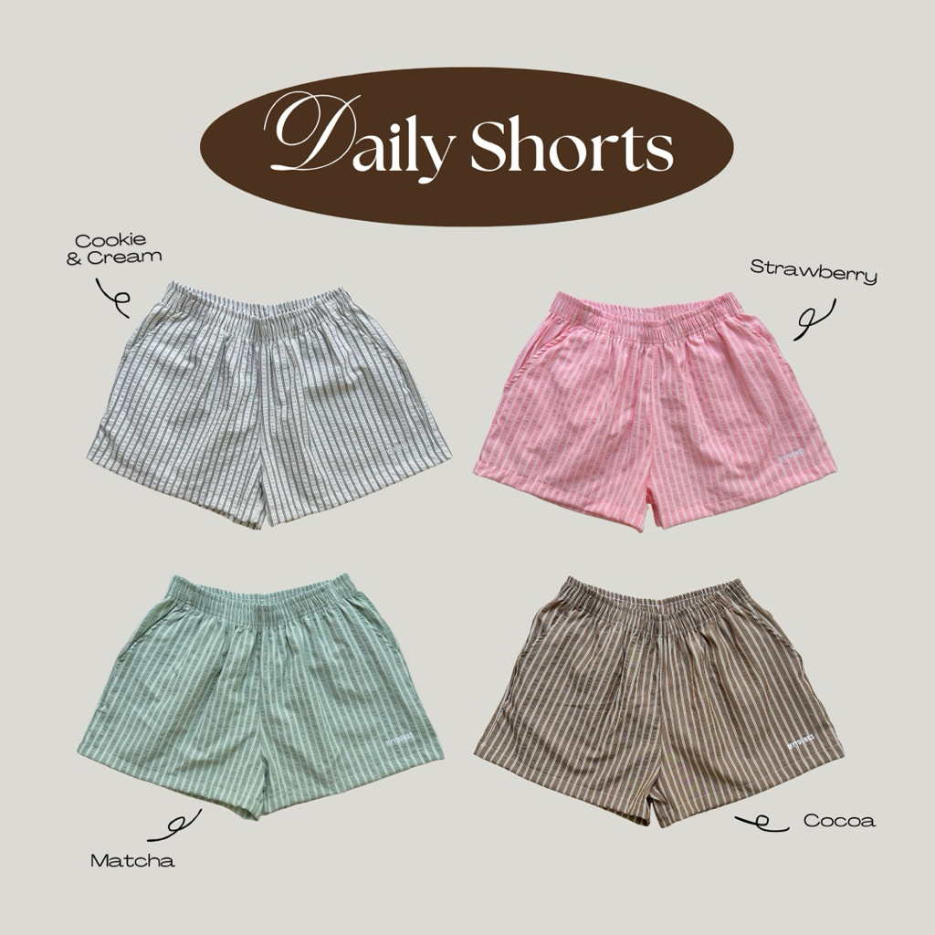 myyoungs - Daily Shorts กางเกงขาสั้นลายทาง