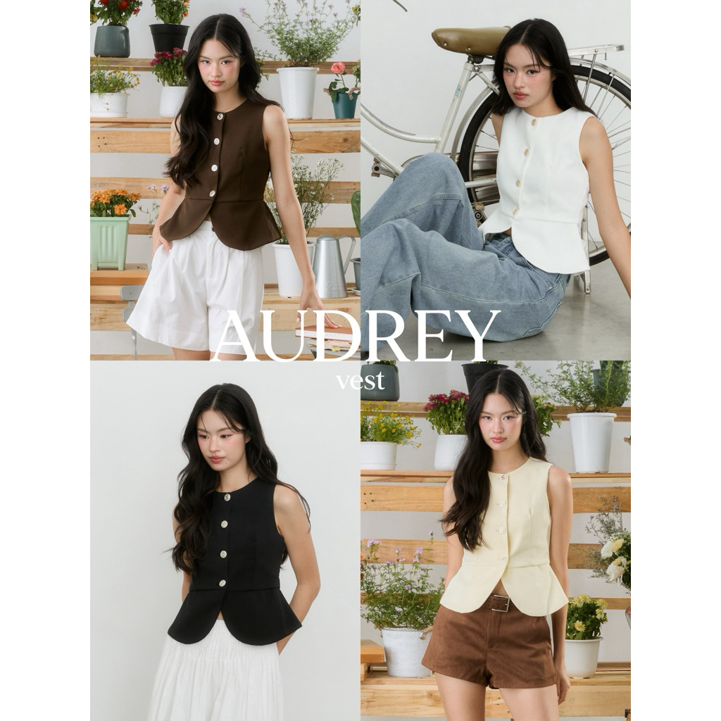 SHOP.POPO-Audrey vest เสื้อกั๊กแขนกุดกระดุมโลโก้