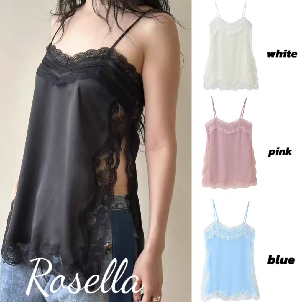 Rosella【สินค้าใหม่👗】เสื้อกล้ามลูกไม้เข้ารูปสไตล์ชุดชั้นในฤดูร้อนแฟชั่น 4 สีเพื่อลดน้ำหนักและลดน้ำหนัก