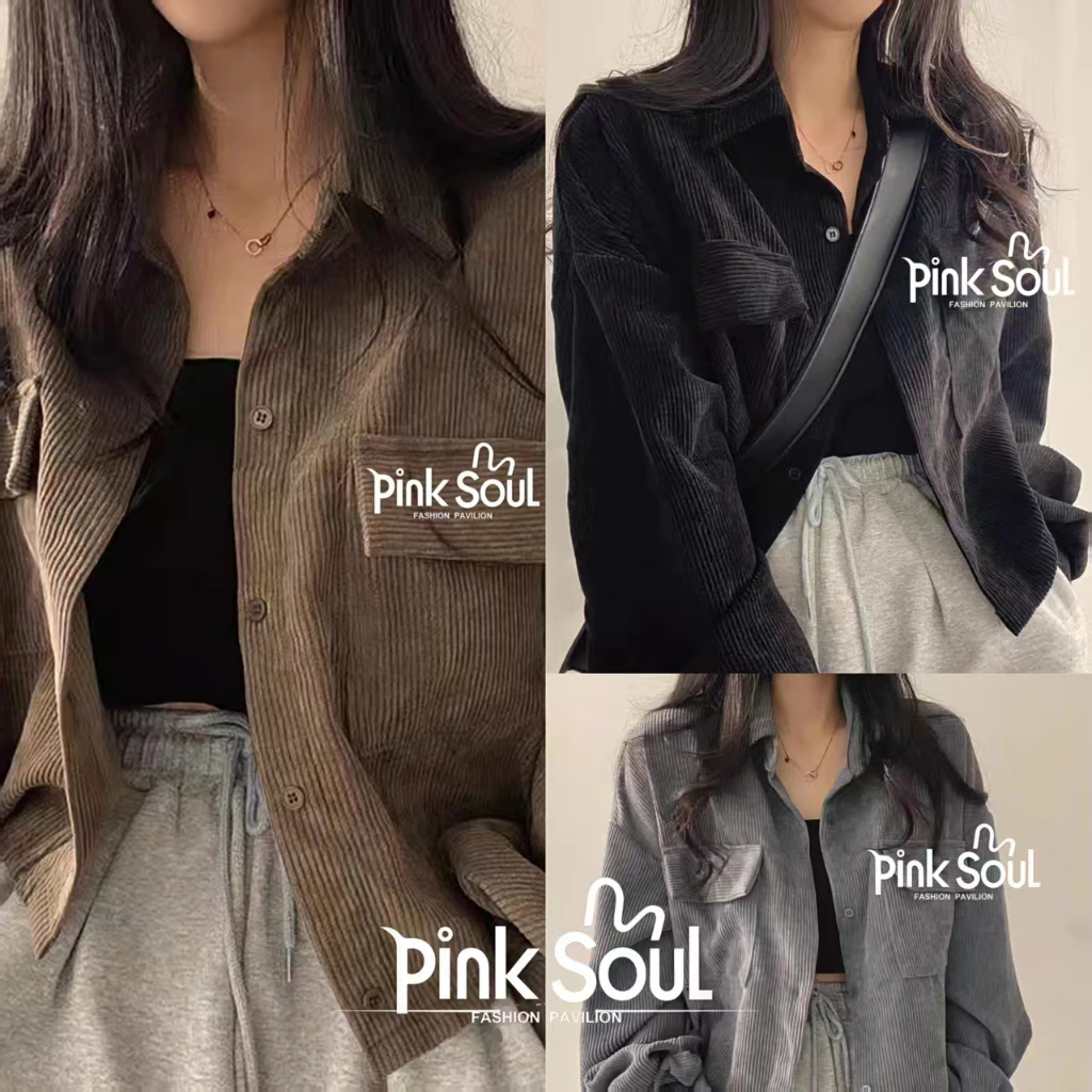 เสื้อแจ็กเก็ต แขนยาว ผ้าลูกฟูก ทรงหลวม ขนาดใหญ่ สไตล์เกาหลี แฟชั่นฤดูใบไม้ร่วง สําหรับผู้หญิง 2024 Clothing Women