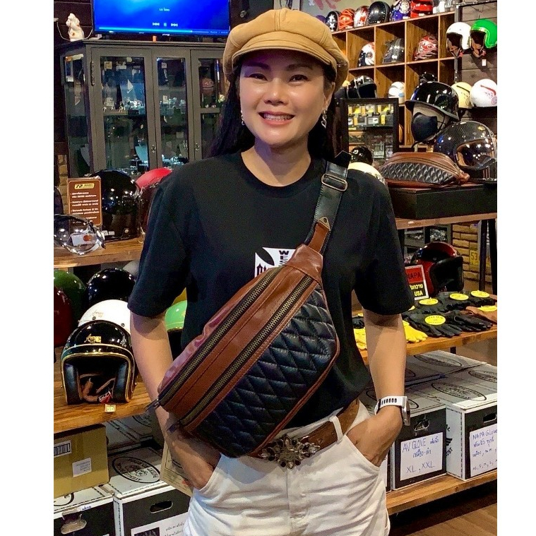 กระเป๋าสะพายหนังแท้ Avengers Biker Crossbody Bag