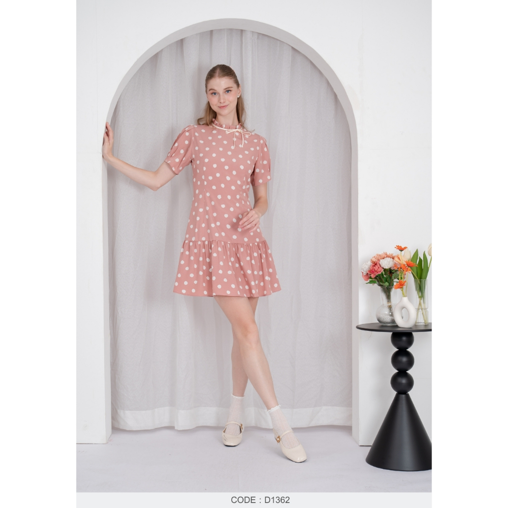 AMILA Dress AM-D1362 by VERONIQA พีชสกิน แขนสั้น IGPU25-9 PCE1790
