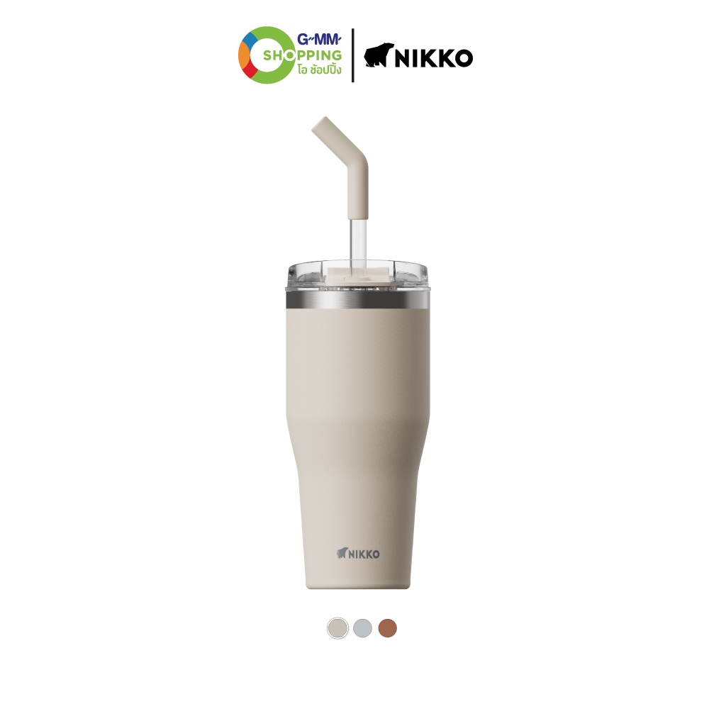 NIKKO นิกโก้ แก้วน้ำสเตนเลส พร้อมหลอด 0.59 ลิตร #201607