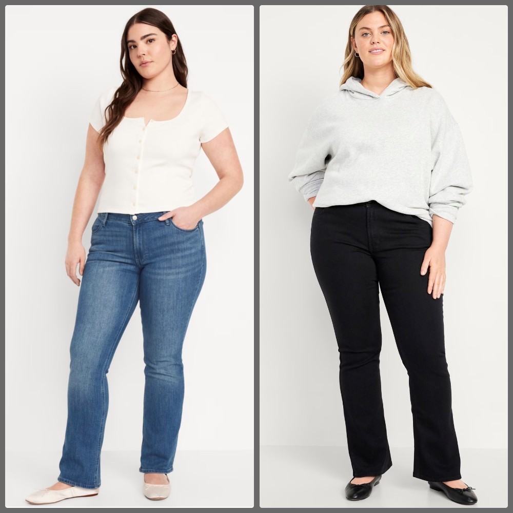 กางเกงยีนส์สาวอวบอ้วน OLD NAVY ทรงWow Boot-cot ผ้ายืดผ้าหนาใสบาย เอวกลาาง ขากระดิ่ง เอวมีตั้งแต่30-52นิ้ว 2 สี ดำ กลาง