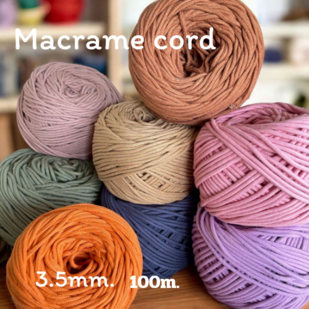 𝙈𝙖𝙘𝙧𝙖𝙢𝙚 𝘾𝙤𝙧𝙙.3.5mm. เชือกทอกลม 3.5มิล 100ม.น้ำหนักประมาณ300ก งานมัดเมคราเม่ งานฝีมือ DIY.