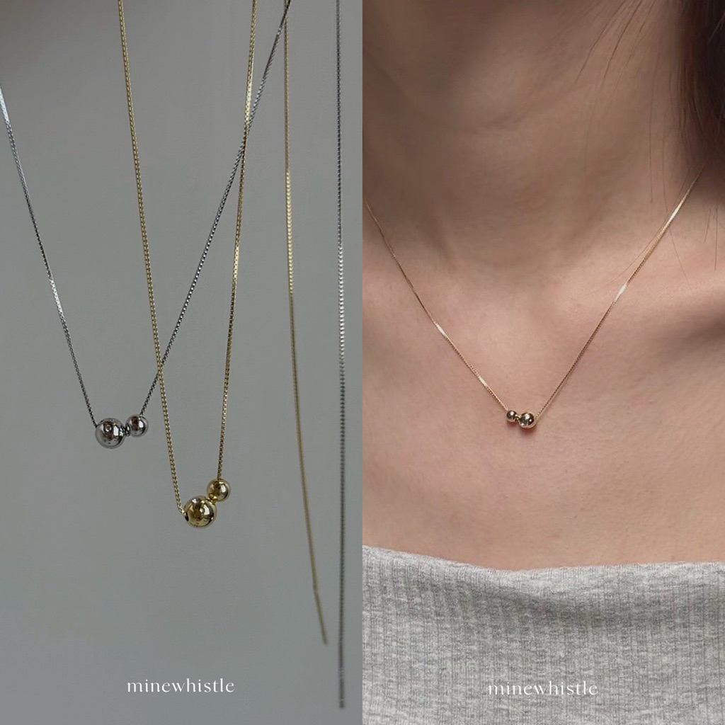 MWS.Pollen Necklace สร้อยคอเงินแท้ S925 มาพร้อมจี้ Galaxy 5mm & Dott 3mm