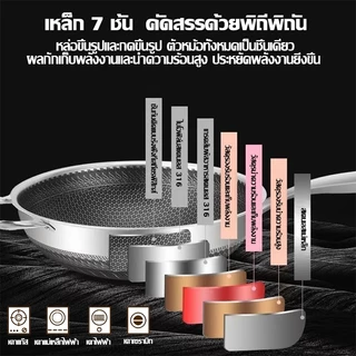 🔥รับประกัน 30ปี🔥 กระทะรังผึ้ง กระทะรังผึ้งสแตนเลส 30/32/34/36cm 100%ไม่ติดกระทะ กระทะผัด กระทะทอด กระทะสแตนเลส