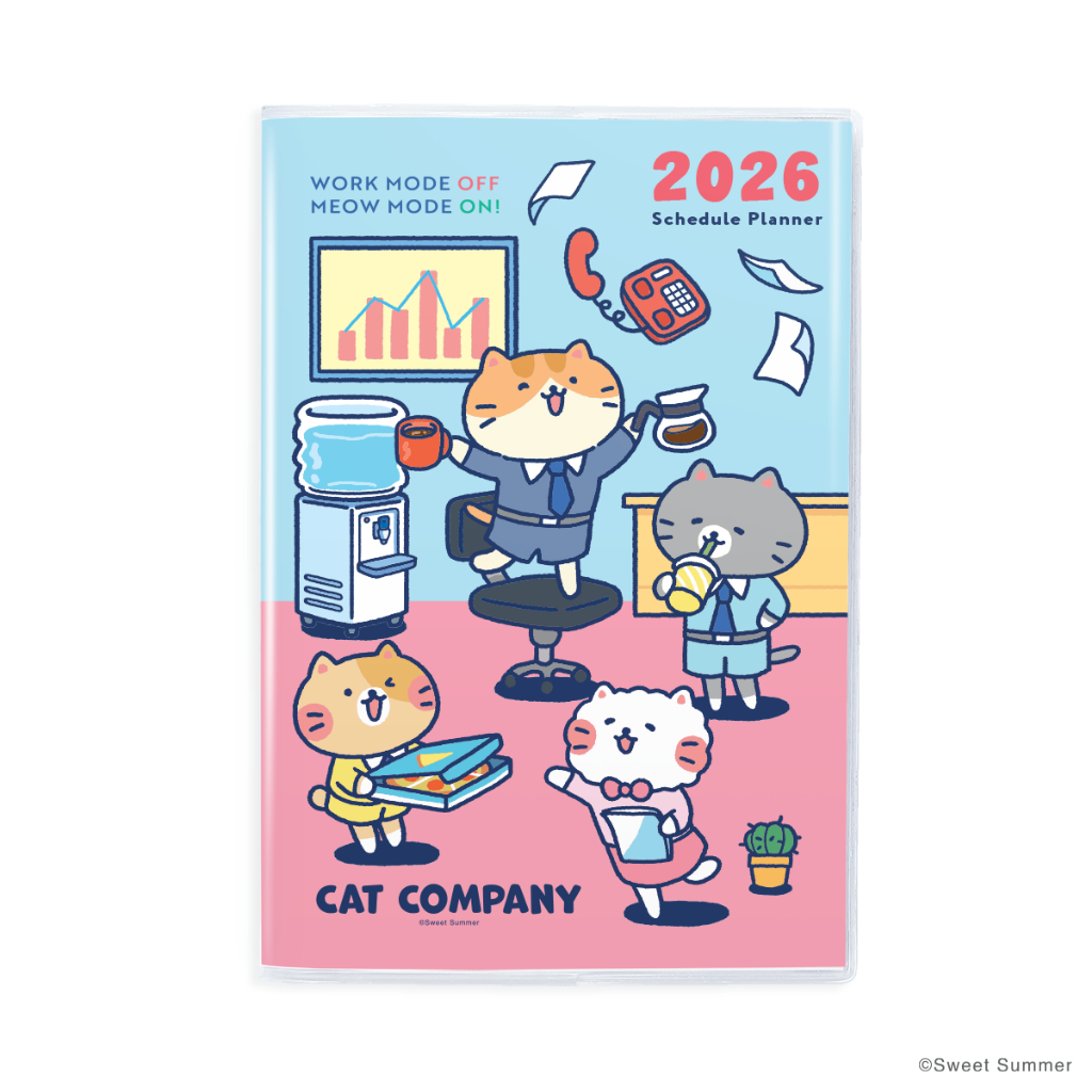 สวีทซัมเมอร์ : แพลนเนอร์รายเดือน 2026 ลาย Cat Company_Work mode off Meow mode on : A5 : ทั้งหมด 4 ลาย