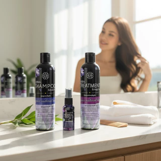 แชมพูสมุนไพรสูตรอัญชัน แลบเฮาส์ Herbal Shampoo พร้อม ครีมนวดและเซรั่ม