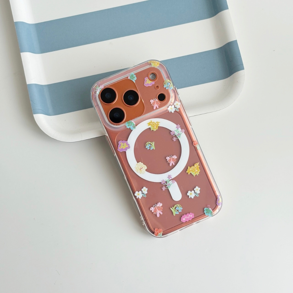 *เนื้อเคสใหม่นะคะ อ่านรายละเอียดก่อนสั่งค้าบ*amuse.stuff-magnetic case flower เคสแม่เหล็กลายดอกไม้