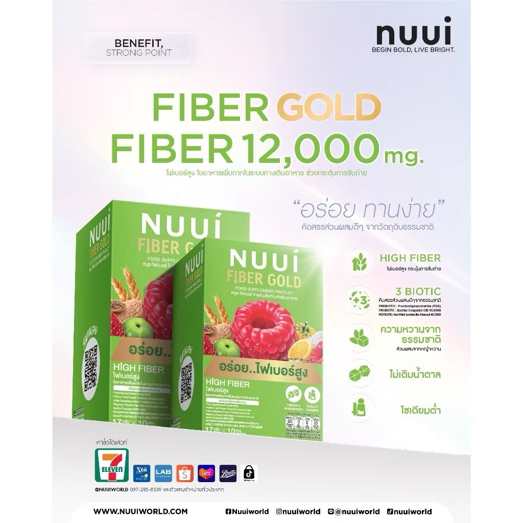 หนุย ไฟเบอร์รี่NUUI FIBERRY ไฟเบอร์ ใยอาหารเพิ่มกากในระบบทางเดินอาหาร ช่วยกระตุ้นการขับถ่าย 12.000mg./ซอง - รูปที่ 2