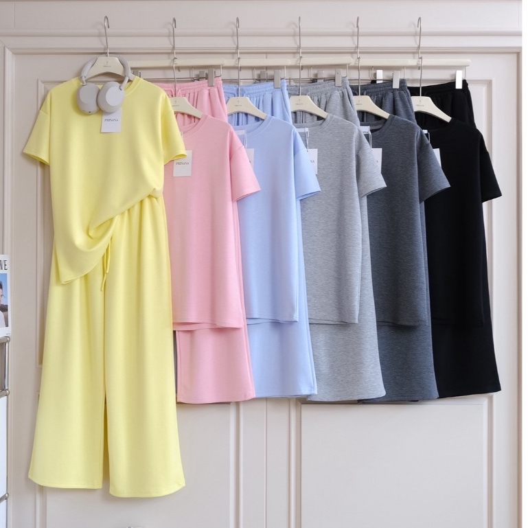 ? Prisana เซท2ชิ้น เสื้อ+กางเกง ผ้านาโนพรีเมี่ยม ผ้ายืดเด้ง  ใส่สบาย
