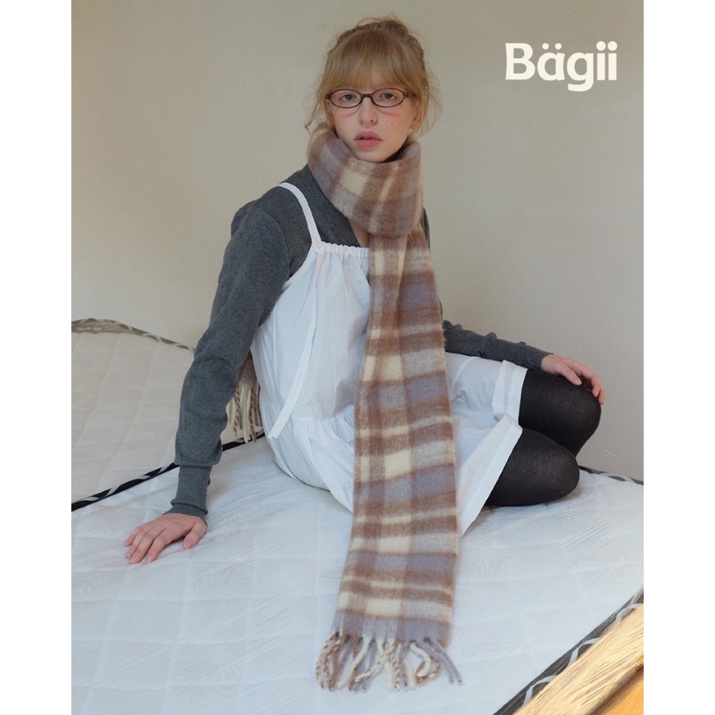Bagii | Wool｜Brown Scarf | 25% Wool | ผ้าพันคอ ขนสัตว์ ผ้านิ่ม กันหนาว แมชง่าย ใส่สบาย BG100934
