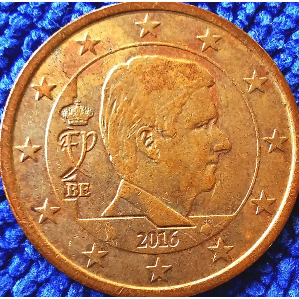 เหรียญ​ยูโร เบลเยี่ยม​ Belgium​, 5 Euro​ Cent, #​0832, ใช้แล้ว