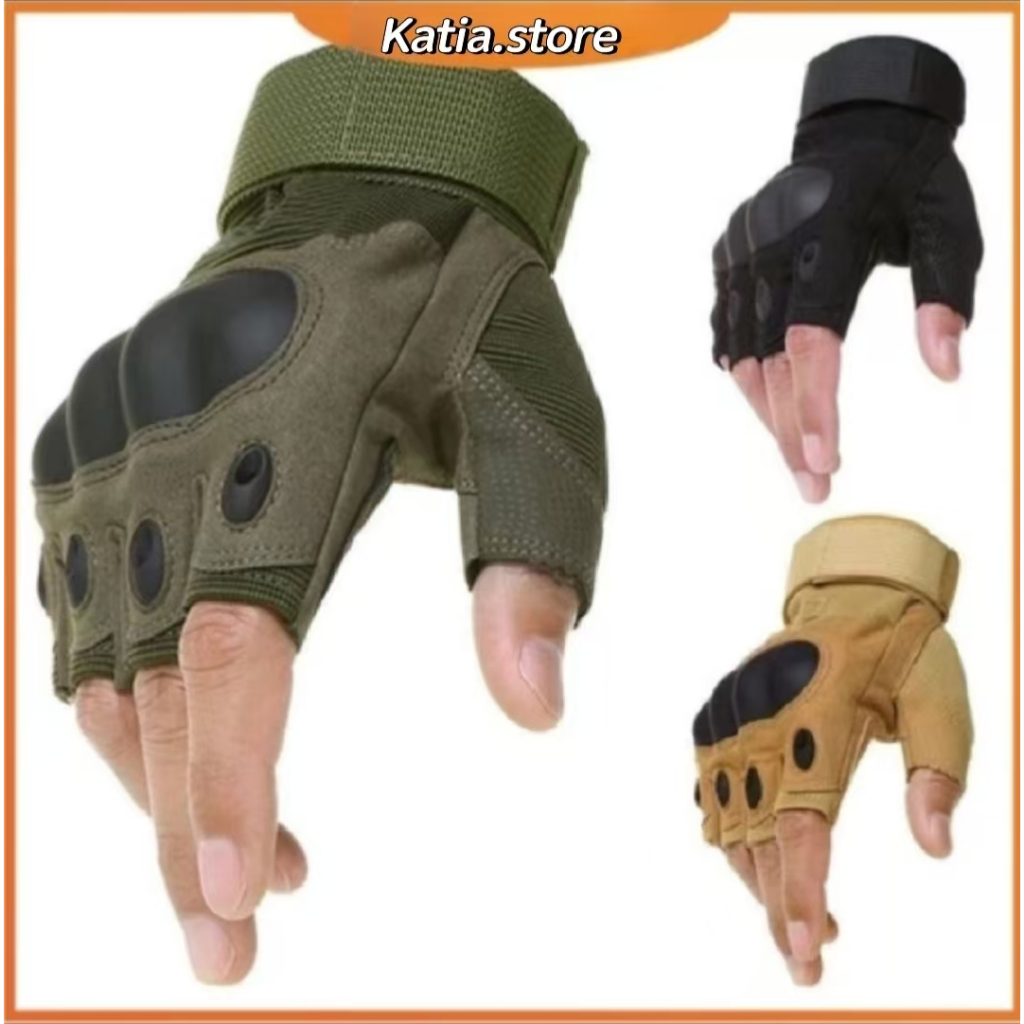 Globetrotter ถุงมือปั่นจักรยานกลางแจ้งครึ่งนิ้วยุทธวิธีคุณภาพสูง