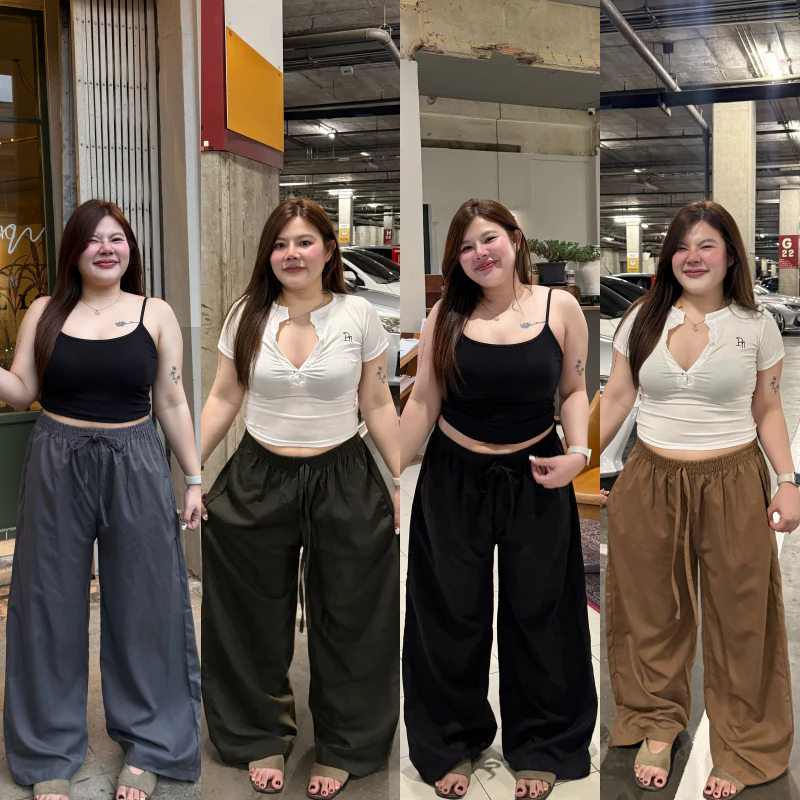 🌈SpinnyHouse🌈กางเกงขากระบอก กางเกงขายาว ผ้าไมโคร มีไซส์ M-XL สาวอวบใส่ได้ เอวยางยืด รุ่น กางเกงไมโคร Micro