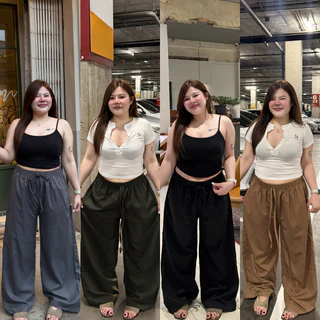 🌈SpinnyHouse🌈กางเกงขากระบอก กางเกงขายาว ผ้าไมโคร มีไซส์ M-XL สาวอวบใส่ได้ เอวยางยืด รุ่น กางเกงไมโคร Micro
