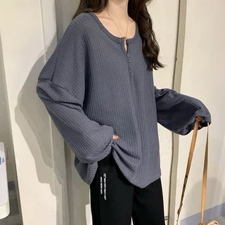 Beryl🌻เสื้อยืดแขนยาวผู้หญิง ผ้าใส่สบาย เสื้อยืดย้อนยุคขี้เกียจ