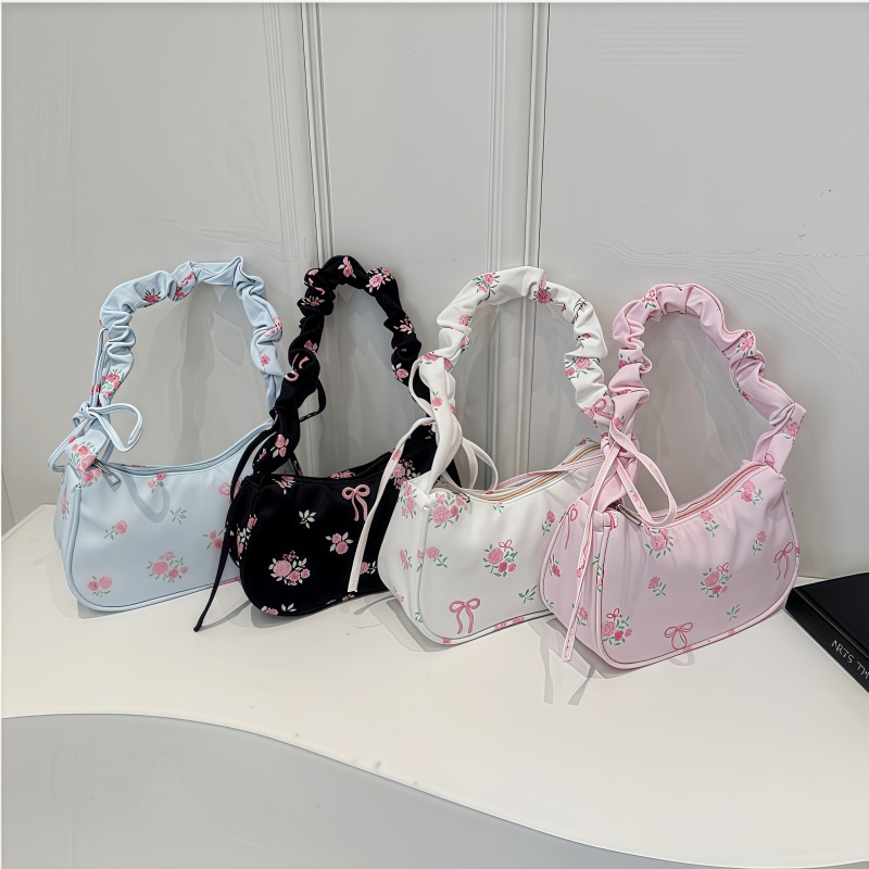 กระเป๋าสายเดี่ยวลายดอกหวานๆ จีบสวย น้ำหนักเบา กระเป๋าคาดรักแร้ แฟชั่นสาวๆ