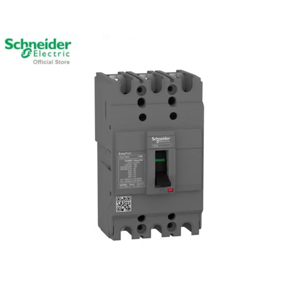 Schneider เมนเซอร์กิตเบรกเกอร์ MCCB 3 เฟส 3P 80A 30KA รหัส EZC100H3080 รุ่น EasyPact EZC