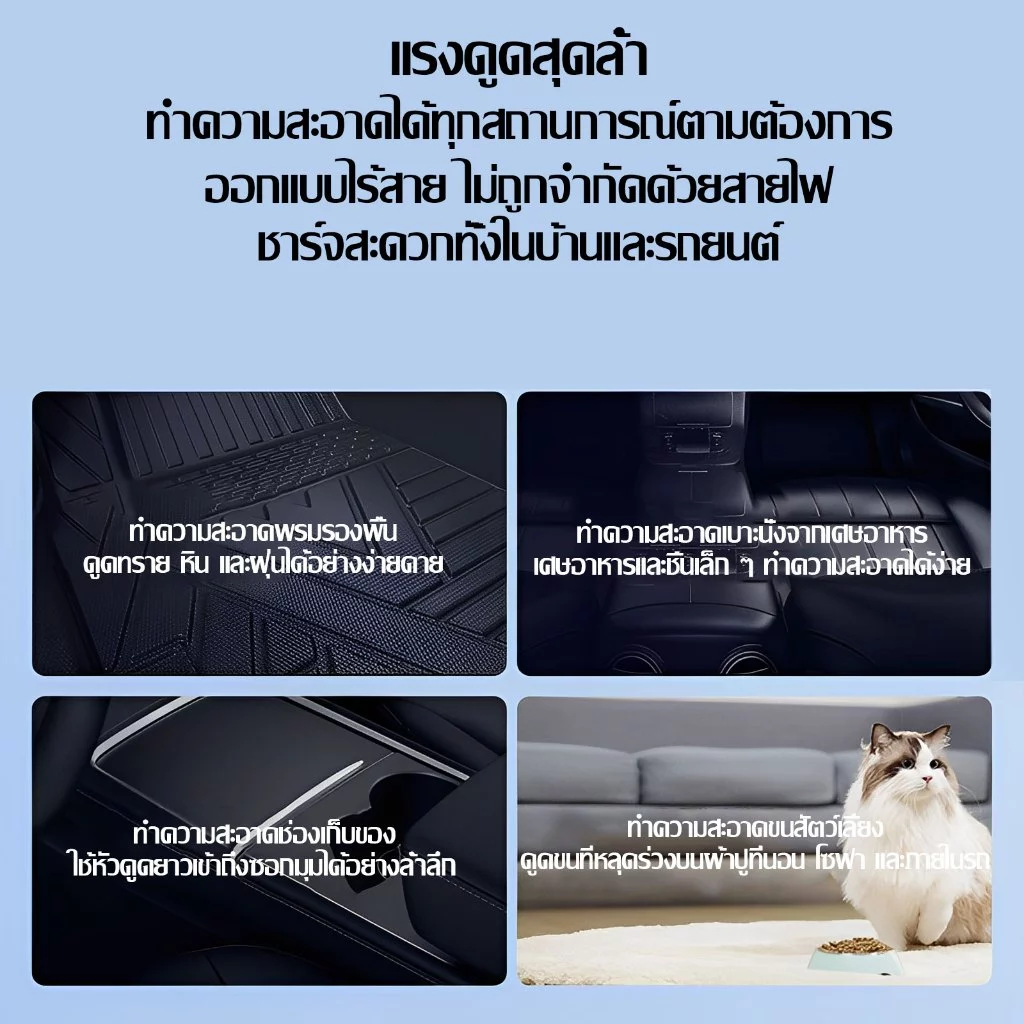 DLT- afel เครื่องดูดฝุ่นในรถ 99990Pa ดูด/เป่า/ชาร์จ/ปั๊ม เครื่องดูดฝุ่น เครื่องดูดฝุ่นไร้สายพกพา รับประกันตลอดชีวิต thumbnail 8
