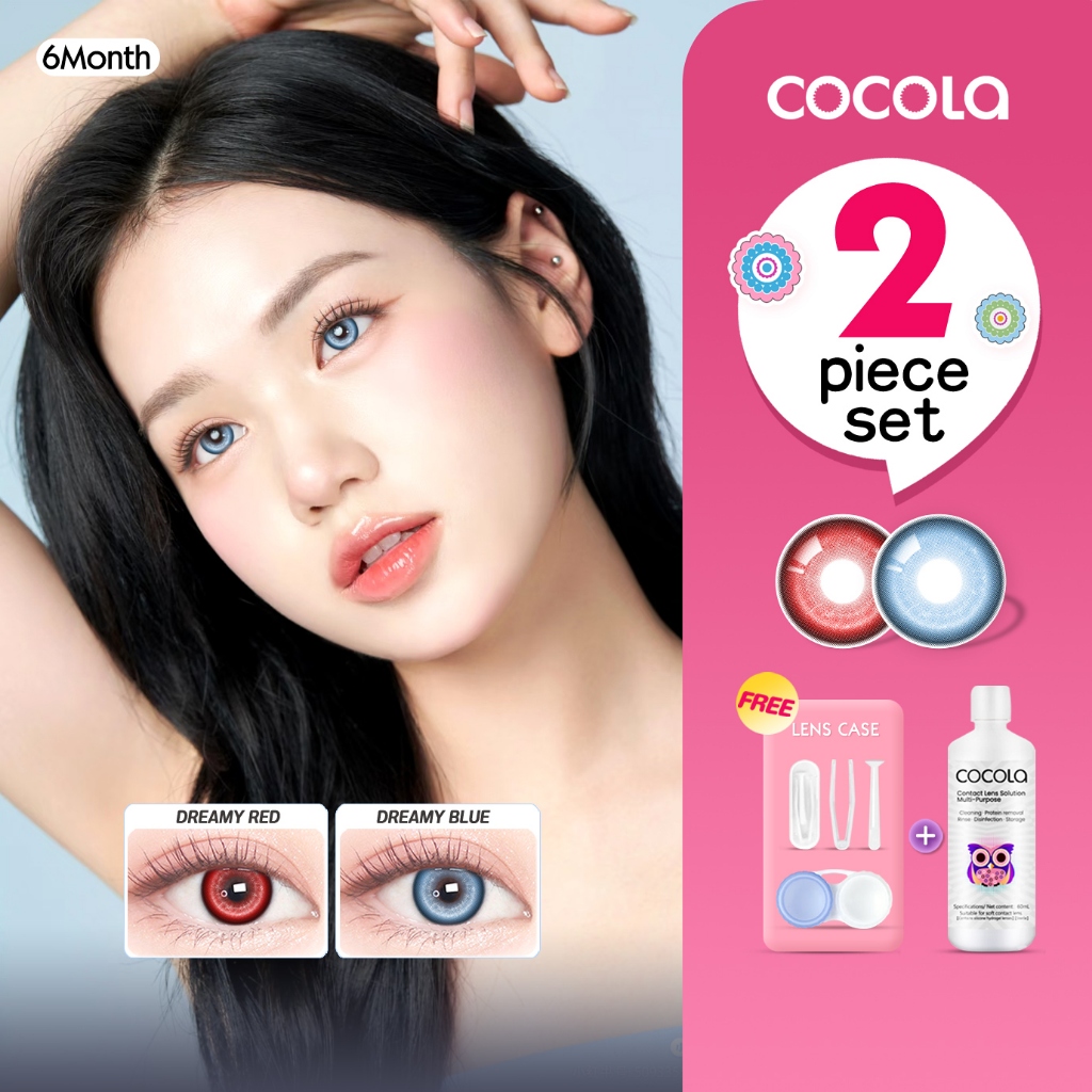 【฿139 Get 2】Halloween Recommendations Blue Red Free Solution and Wearer สไตล์อนิเมะ ขยายดวงตาของคุณ 6 Months