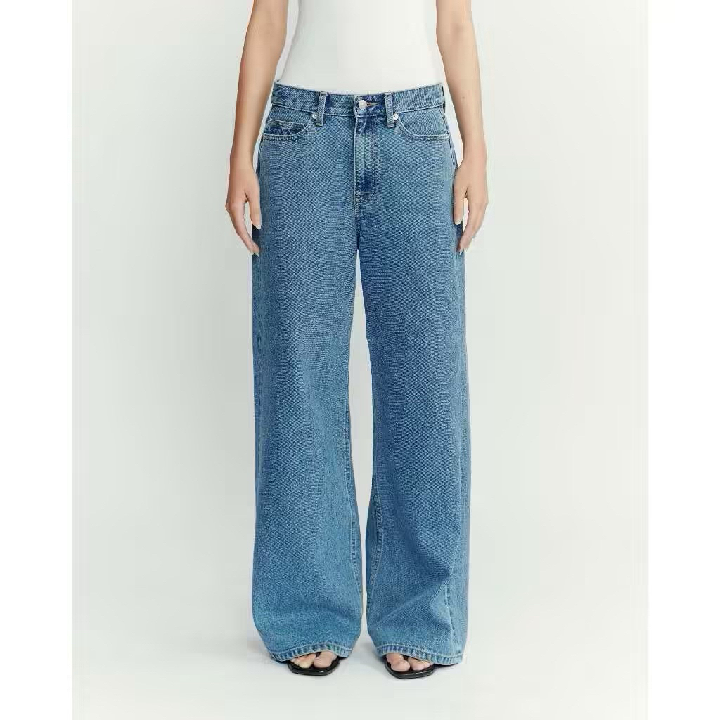 AIMER - 90s Baggy Jeans กางเกงยีนส์ เอวต่ำ ทรงขาบาน size M