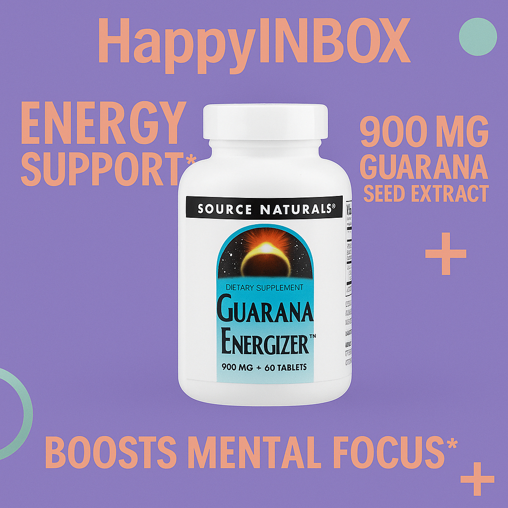 Source Naturals Guarana Energizer 900 mg | Natural Energy & Focus Support | 60 Tablets