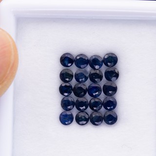 พลอยไพลิน พลอยแท้จากบางกะจะ ขนาด 3 มิล จำนวน 20 เม็ด พลอยสีน…