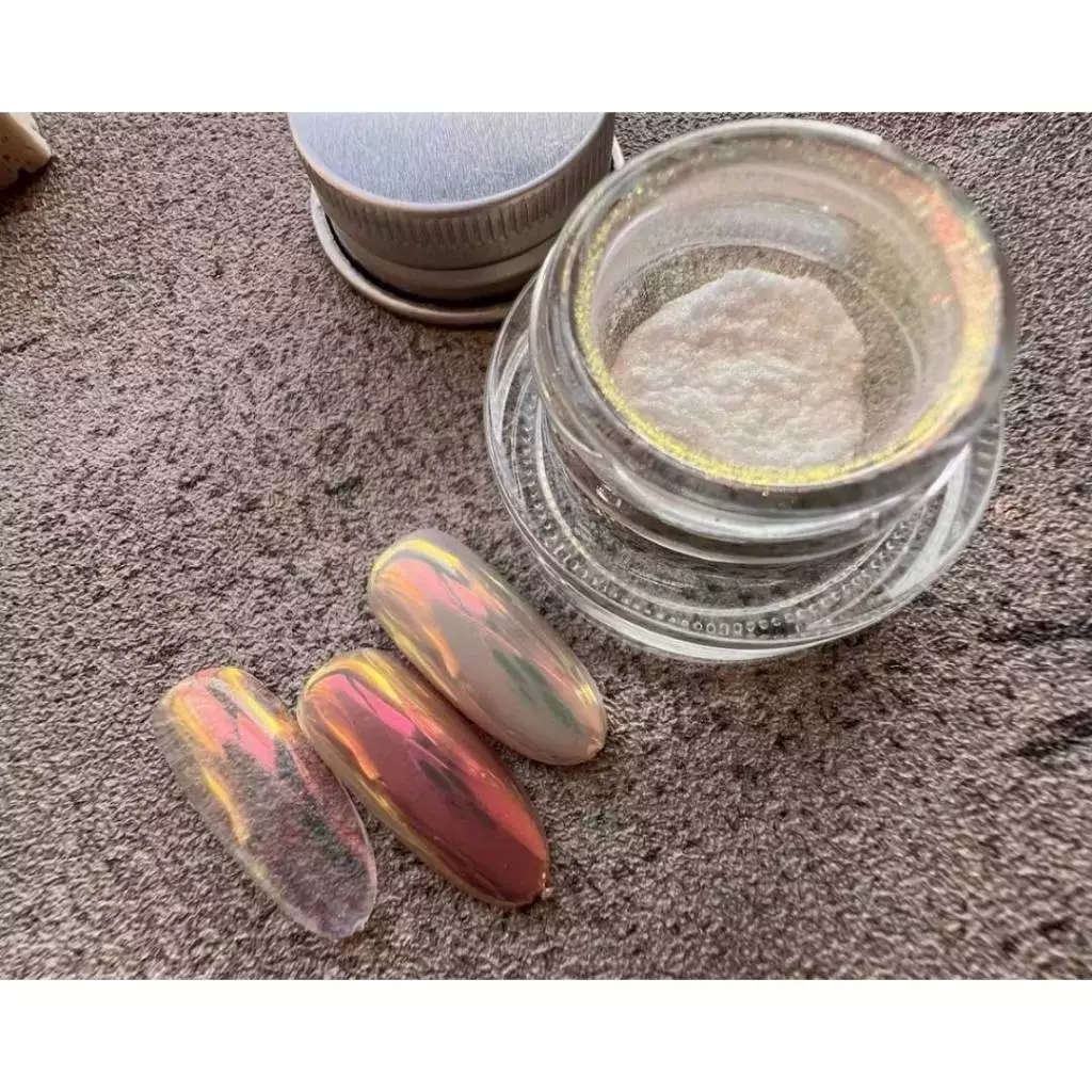 ผงขัดเล็บกระจก สีPeach Unicorn แบบกระปุก 0.5g. Nail Mirror Powder
