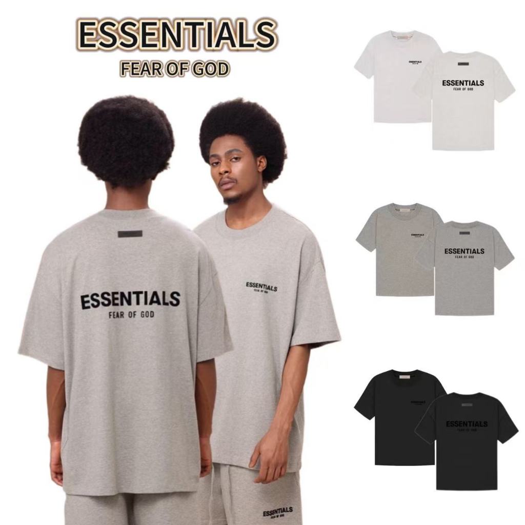 ส่วนลด 50% Fear of God Essentials SS22 T-Shirt  Logo กำมะหยี่ เสื้อยืดโอเวอร์ไซส์ – โปรปัง