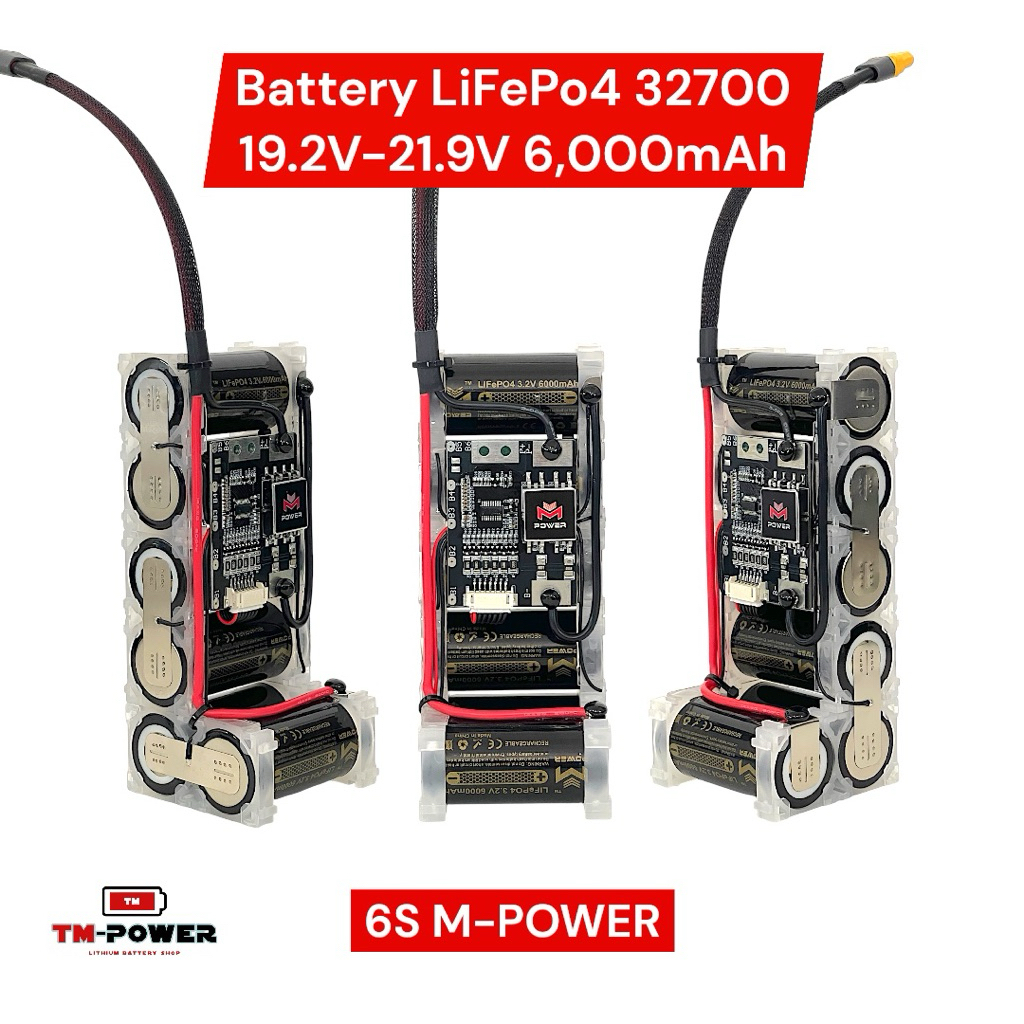 แบตเตอรี่ ลิเธียมฟอสเฟส แบตลำโพงบลูทูธ Battery LiFePo4 6S 19.2-21.9V 6,000mAh 6แอมป์