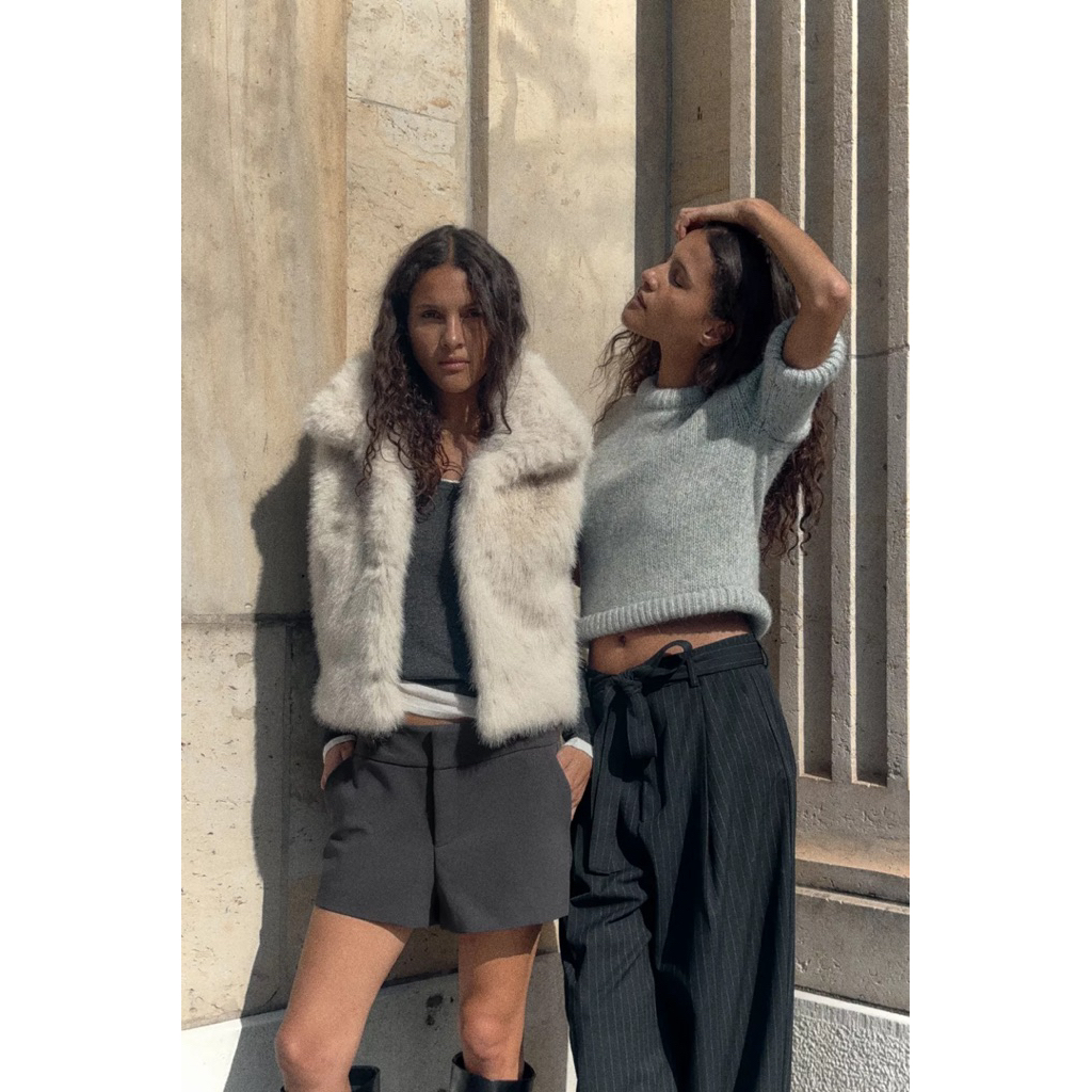 🎉เสื้อกั๊ก แขนกุด สีครีม 🎉ผ้าขนอย่างดี นิ่ม ฟู - รูปที่ 4